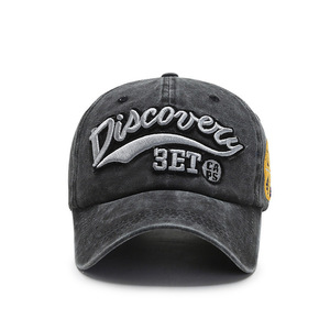 Casquette de baseball en jean tendance style coréen vintage pour hommes et femmes, <span class=keywords><strong>d</strong></span>écontractée printemps, avec dentelle, effet <span class=keywords><strong>d</strong></span>élavé, visière bec de canard, lettres brodées, modèle courant - Product Image 6