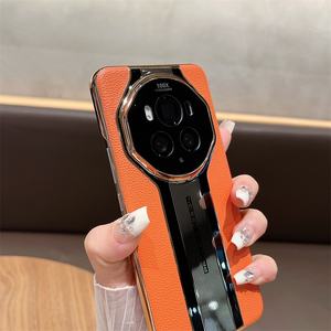 Étui rigide en cuir véritable galvanisé de luxe pour Huawei <span class=keywords><strong>Mate</strong></span> 70 60 Pro + RS 60 50 40 <span class=keywords><strong>30</strong></span> Pro housse de protection d'objectif de mode - Product Image 2