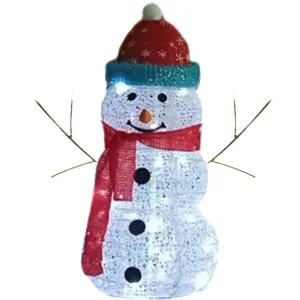 24" USB Eight-function Timing Remote Control 33 LED Lights White Sheet Messy Mesh Cloth + Green Onion Cloth Snowman