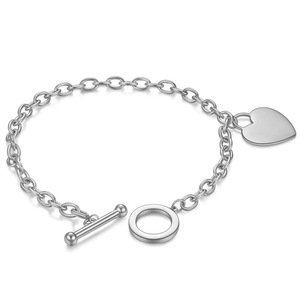 Bracelet en chaîne en forme de cœur, bijoux pour femmes, cadeau, bracelet à breloques en acier inoxydable - Product Image 4