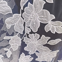 Applique florale laser blanche avec broderie de perles et de sequins pour robe de mariée en tissu dentelle
