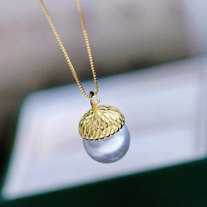 S925 Silver Pendant with 10-13mm Round Beads DIY Gorgeous <b>Jade</b> Necklace & Accessories Empty Stand 31128 - Product Image 5