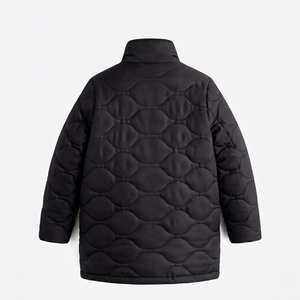 Veste matelassée d'hiver pour homme, coupe-vent, respirante, à capuche, décontractée, couleur unie, en polyester/nylon, col montant, avec empiècement avant personnalisé - Product Image 6