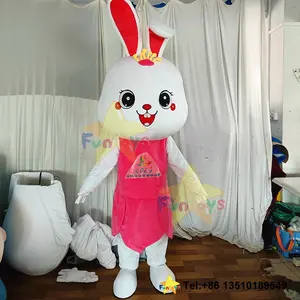 Funtoys High Quality Customize White Rabbit Couple Fur Easter Mascot Costume Bunny Mascotte Fursuit Carnival Halloween For Adult