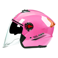 Casque de moto élégant pour femme Mustang Motorcycle Manufactures 503 à double lentille et ABS 1/2 demi-visage, marron, rouge, bleu