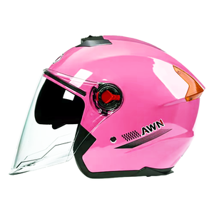 Casco de Motocicleta <span class=keywords><strong>Mustang</strong></span> 503 de Media Cara con Doble Visera y ABS, Color Marrón, Rojo y Azul, Elegante para <span class=keywords><strong>Mujer</strong></span> - Product Image 2