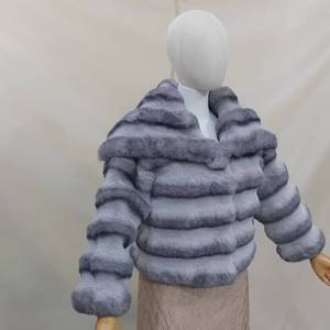 Cardigan invernale di alta qualità da donna imitazione viola blu <span class=keywords><strong>pelliccia</strong></span> sintetica reversibile doppio petto alla moda XL autunno primavera - Product Image 3