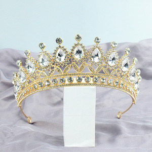 Vente en gros d'accessoires pour cheveux de mariée couronne d'anniversaire baroque colorée couronne de cheveux en strass AB - Product Image 1