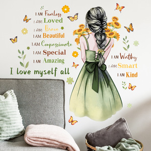 <span class=keywords><strong>Papier</strong></span> <span class=keywords><strong>peint</strong></span> Hinata Little Girl avec slogan inspirant en anglais, décoration pour salon et chambre à coucher, <span class=keywords><strong>papier</strong></span> <span class=keywords><strong>peint</strong></span> auto-adhésif, autocollant mural - Product Image 2