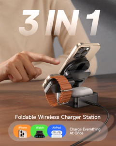 FoldTrack <span class=keywords><strong>3</strong></span>-в-1 Беспроводная зарядная станция-Grey - Product Image 2