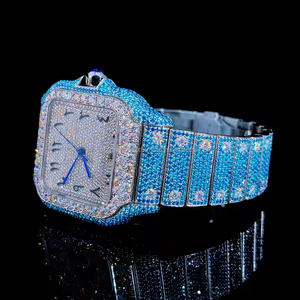 Montre de luxe pour homme, quartz, mode, exécutive, avec boîtier carré, accents de diamants en moissanite, bracelet en acier inoxydable - Product Image 2