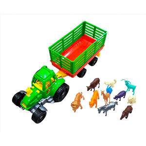 Juego de Juguetes de Tractor Agrícola con Figuras de Animales para Niños, Juego de Imitación de Granja, Empaquetado en Malla - Product Image 1