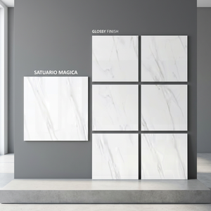 กระเบื้องพอร์ซเลนขัดเงา Statuario Pearl ขนาด 800x800 มม. ดีไซน์ลายหินอ่อนสีขาวสำหรับปูพื้น - Product Image 2