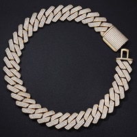 Chaîne cubaine entièrement sertie de 25 mm à 3 rangs, collier hip-hop en cuivre plaqué or/or blanc, bijou unisexe bling-bling streetwear, cadeau