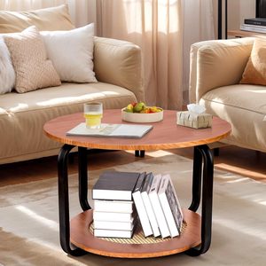 Passing On <b>The</b> <b>Kingdom</b> Coffee Table Wood Round With Storage Shelf For Living Room Home Use Modern Style - Product Image 2
