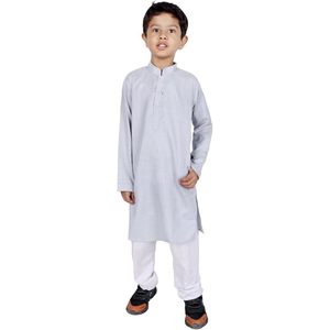 Triloki Kids Cotton <b>Kurta</b> Set For <b>Boys</b> Regular Fit Indian Traditional Ethnic Wear Casual White - Product Image 1