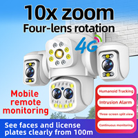 Caméra de sécurité Yoosee 4 objectifs 4K 8MP CMOS sans fil PTZ dôme avec zoom optique 10x, suivi automatique des personnes, 360 degrés, étanche, 4G SIM