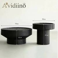 Ensemble de tables basses modernes et durables en placage de chêne blanc naturel, plateau multicouche, finition Shou Sugi Ban carbonisée