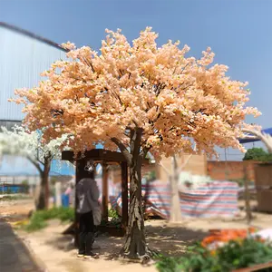 New products large flower tree 4.2m high and 4.6m wide full orange artificial cherry blossom tree for indoor restaurant decor