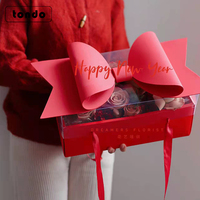 Boîtes à fleurs en PVC pliables Tondo 2022 pour fleuristes, boîtes à fleurs papillon, emballage cadeau pour la fête des mères