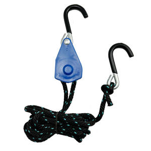 150lbs Uso Hidroponia Ajustável 1/4 "Tie Down Rope Ratchet Lock Polia com Eletroforese Preto e Mergulhando Revestido S Gancho - Product Image 1