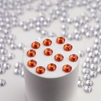 Perles de strass Zesty de 5 mm en résine époxy mandarine à dos plat avec trou central à coudre pour la fabrication de bijoux en cordon multi-brins