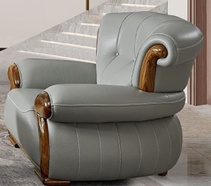 Canapé de salon moderne de luxe léger et haut de gamme, en cuir de vachette et bois massif, nouveau style chinois pour villa - Product Image 6