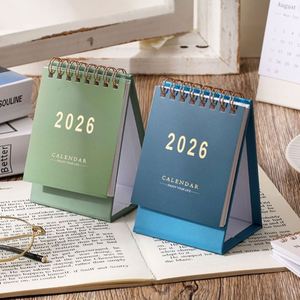 ปฏิทินตั้งโต๊ะภาษาอังกฤษแบบครอส-บอร์เดอร์ ปี 2026 ดีไซน์โมรันดี สีพื้นเรียบง่าย ของตกแต่งกระดาษขนาดเล็ก พร้อมนาฬิกาและช่องบันทึกข้อความสำหรับวางบนโต๊ะ - Product Image 3