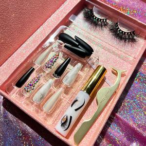Kits de beauté pour <span class=keywords><strong>faux</strong></span> <span class=keywords><strong>ongles</strong></span> <span class=keywords><strong>à</strong></span> presser, haute qualité avec des cils adhésifs, rouge <span class=keywords><strong>à</strong></span> lèvres, pincettes - Product Image 2