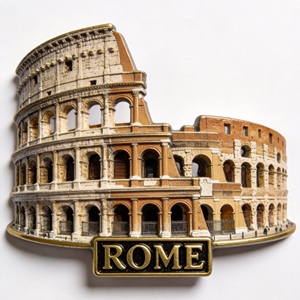 Aimants de réfrigérateur personnalisés en métal durable Colisée de <span class=keywords><strong>Rome</strong></span>, impression par transfert thermique, design moderne - Vente directe usine pour les villes italiennes - Product Image 1