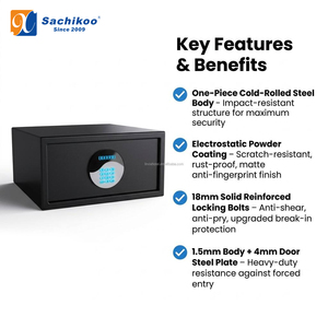 ZACE New Design Hotel Electronic <b>Safe</b> <b>Box</b> With Key Lock and Fireproof Feature Digital Security Secure Storage ZACE-104 - Product Image 5
