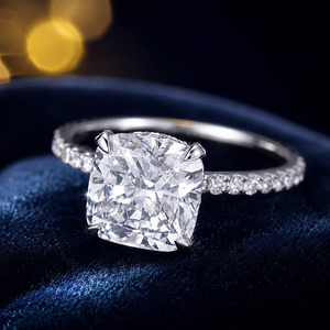 Messi Jewelry MSR-510 Wedding Engagement Jewelry 18K Solid Gold CVD HPHT 3.2CT E VS1 Cushion Cut Lab Grown Diamond <b>Ring</b> - Product Image 1