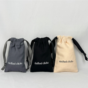 Bolsa de Lona Natural Personalizada con Cordón, Bolsa de Muselina con Patrón de Letras - Product Image 5