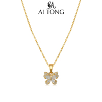 Collier pour femme en cuivre et zircon, motif papillon, bordure en forme de pétale, léger, minimaliste, chic, longueur réglable, idéal pour une soirée romantique