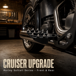 Reposapiés Delanteros Anchos Estilo Cholo, Pedales de Aleación de Aluminio para Softail Cruiser, Mejora Universal para el Mercado de Repuestos - Product Image 6
