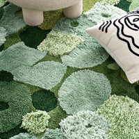 Tapis de salon, résistant aux taches et facile à nettoyer, tapis de sol vert pour la maison, tapis de chambre, idéal comme tapis pour les pieds nus