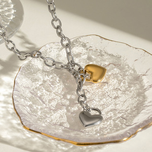 Luxury INS 18K Gold Plated Titanium Steel Heart Pendant Clavicle Necklace <b>Cross</b>-border Jewelry - Product Image 5