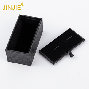 JINJIE – Boîte à boutons de manchette tendance prête à l'emploi, classique noire carrée, avec deux bandes, pour hommes, emballée en boîte - Product Image 2