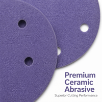 Feuilles abrasives REX en céramique de 4 pouces à fixation auto-agrippante, dureté moyenne, pour le meulage du métal et l'élimination des soudures - Film vert et violet disponible