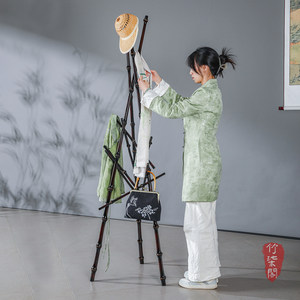 Bamboo <b>Clothes</b> <b>Rack</b> Lacquered Triangular Standing Coat And Cap Hanger Living Room Home Furnishings - Product Image 4