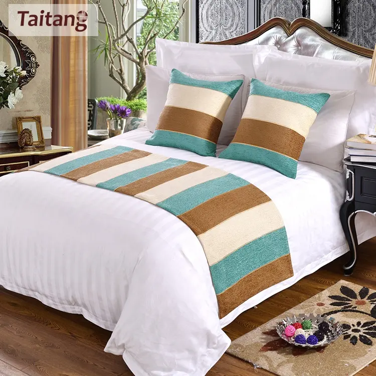 Taitang royal conjunto de cama de cetim, listras de quatro estações para hotel