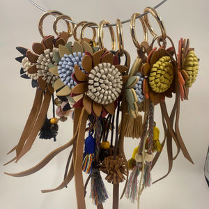 Breloque en cuir fait main en forme de tournesol, style Miu, <span class=keywords><strong>marguerite</strong></span>, sac à dos pour couple, cordon DIY, pendentif pour sac - Product Image 1