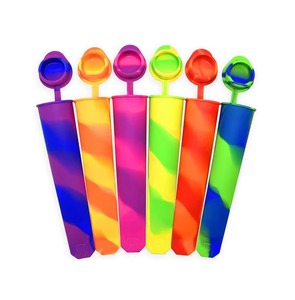 Molde de silicona reutilizable para paletas de hielo con tapa, colorido, apto para alimentos, seguro para congelador, herramienta de cocina DIY para hacer en casa - Product Image 1