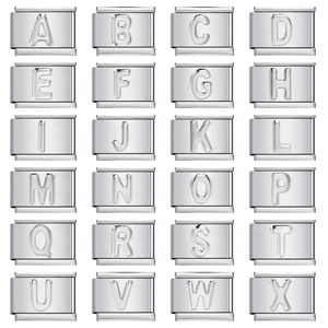 Bracelet à breloques italien tendance en acier inoxydable plaqué or 18 carats, nouveau design, avec 26 lettres anglaises A-Z, diamants DIY, unisexe - Product Image 5