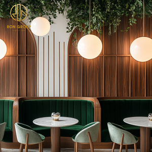 Set di Tavoli e Sedie in Marmo Bianco Ron Group per Caffè e Ristoranti, con Divanetti Curvi Verdi per Arredamento <span class=keywords><strong>Ristorante</strong></span> - Product Image 5