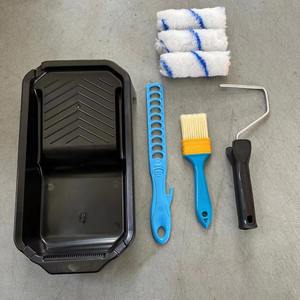 Ensemble d'outils de <span class=keywords><strong>peinture</strong></span> murale industrielle/bricolage, <span class=keywords><strong>rouleau</strong></span> de 6/9 pouces, brosse, couteau à mastic, plateau de protection en film, fabriqué en polyester et nylon durables, <span class=keywords><strong>nettoyage</strong></span> - Product Image 1