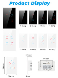 Tuya Smart Home <span class=keywords><strong>Kit</strong></span> 4 Gang Control remoto Wifi Smart Touch Light Interruptor de pared Personalizable Uso interior 10A Max. Corriente 240V Max. - Product Image 4
