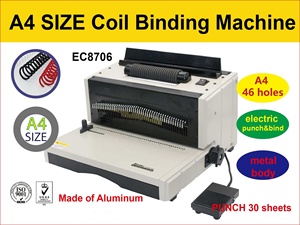 EC8706 Perforatrice et Relieuse Électrique à <span class=keywords><strong>Spirale</strong></span> Robuste, Équipement de <span class=keywords><strong>Reliure</strong></span> à <span class=keywords><strong>Spirale</strong></span> de Qualité Supérieure - Product Image 2