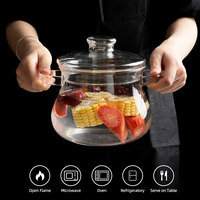 Casserole en verre borosilicate 2000 ml / 67,6 oz, casserole en verre transparent avec couvercle pour soupe, ragoût, lait, nourriture pour bébé, cuisine à domicile