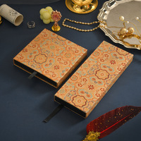 Boîte à bijoux en papier à motif floral vintage chinois, avec tiroir coulissant, grande, carrée, longue, rectangulaire, étui flottant en film PE avec languette à ruban